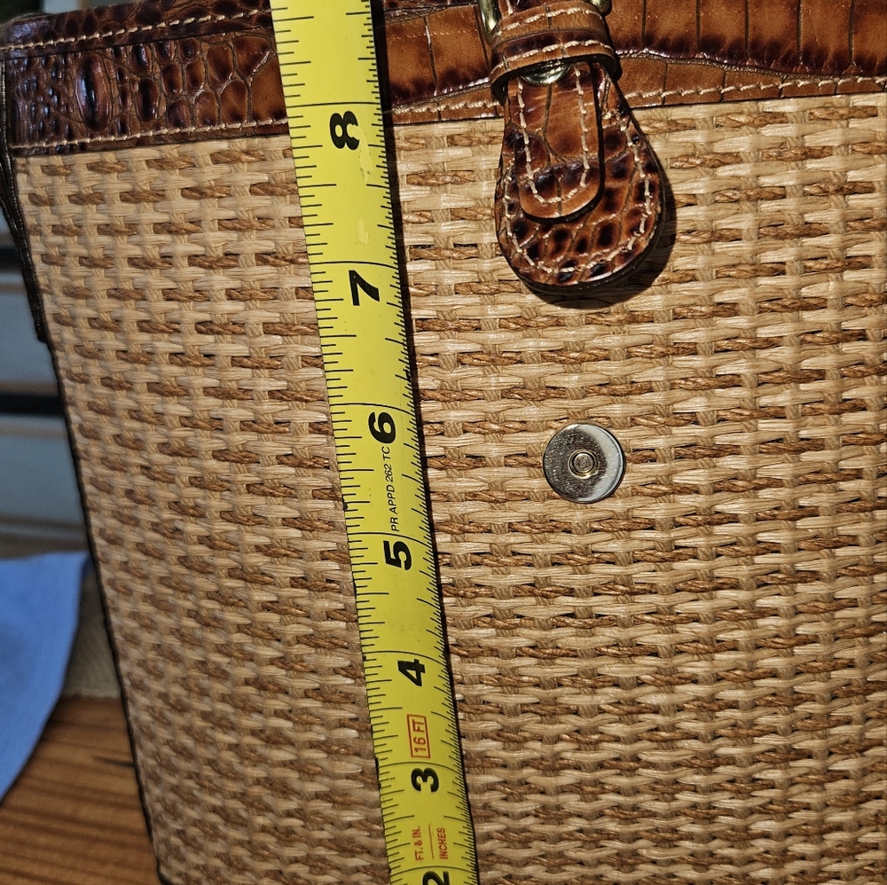 Brahmin Tisbury Collection Woven Straw & Croc Leather Purse/Crossbody - Picture 16 of 16